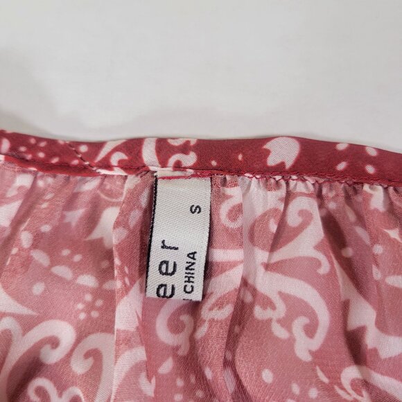 SoTeer Red & White Patterned Long Sleeve Tunic Peasant Blouse Size S - Picture 4 of 8